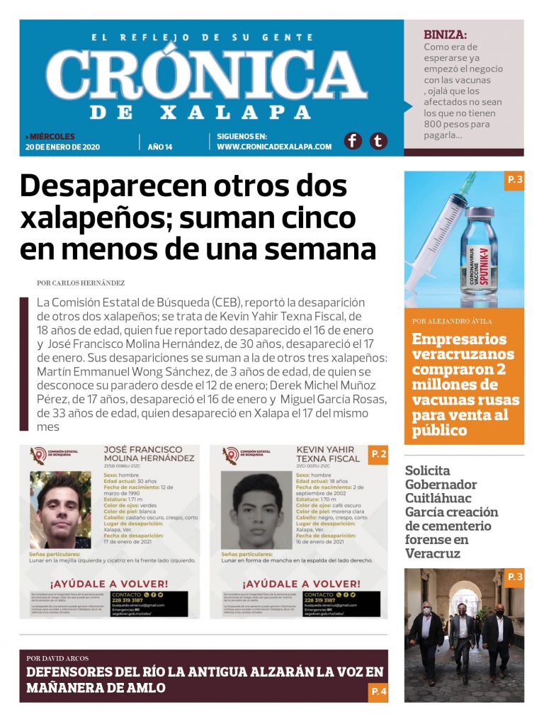 Crónica de Xalapa – Edición 20 de enero de 2021
